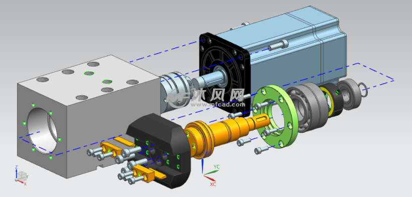 車銑復合伺服動力頭 UG機械設備模型下載與沐風圖紙解析